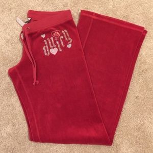 Red Juicy Couture Velour Jogger Lounge Pants EUC